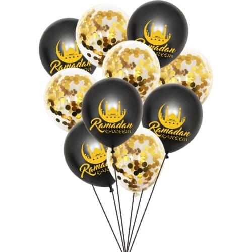 Chicinlife 10Pcs 12inch Ramadan Kareem Latex Balloons Eid Mubarak Decoration Confetti Balloons Islam Muslim Eid Party Supplies