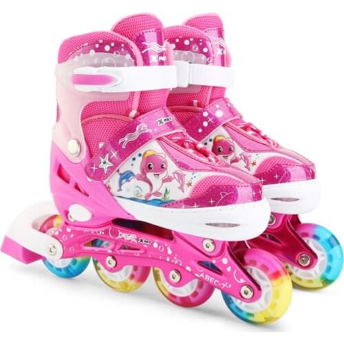 Adjustable Children Inline Skates with Illuminating Wheels Flash roller Skates For Kids Boys Girls