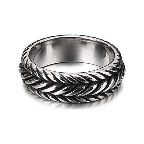 European and American stainless steel mens jewelry personality fashion punk twist chain titanium steel ring