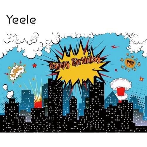 Yeele Cartoon Superhero City Building Photocall Super Hero Baby Birthday Party Backdrop Photography Background For Photo Studio