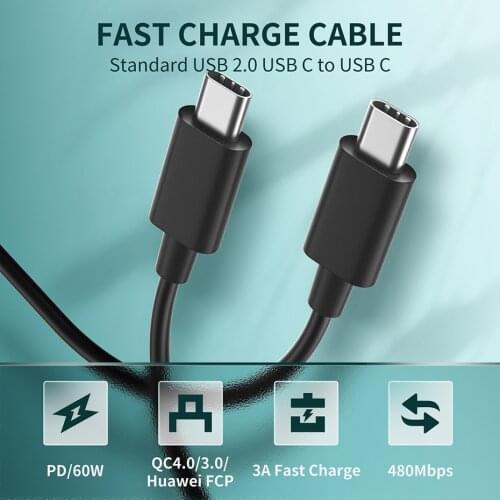 USB Type C to USB C Cable for Samsung S9 S8 Plus PD 60W Fast Quick Charger 4.0 USB-C Cable for Macbook Pro Air NS Switch