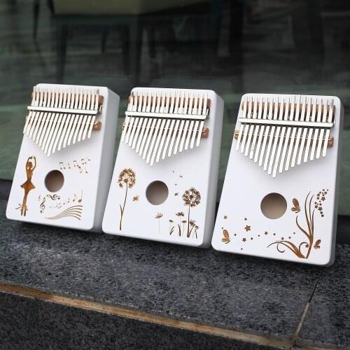 KERUS Instrumen white Kalimba 17 Keys mahogany Wood Portable Mbira Finger Piano Gifts for Kids and piano Beginners
