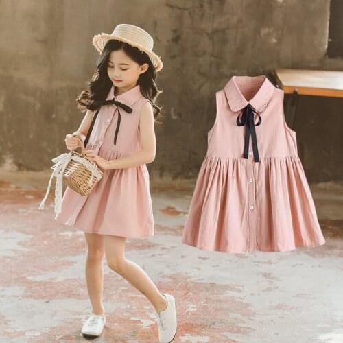 Summer Sleeveless Girls Dress Bow Sweet Kids Vestido Flower Girl Dresses Girls Clothes