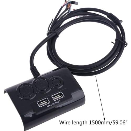 LX9B Desktop Computer Switch PC Case Power Supply on/off Reset Button Double USB Microphone Port