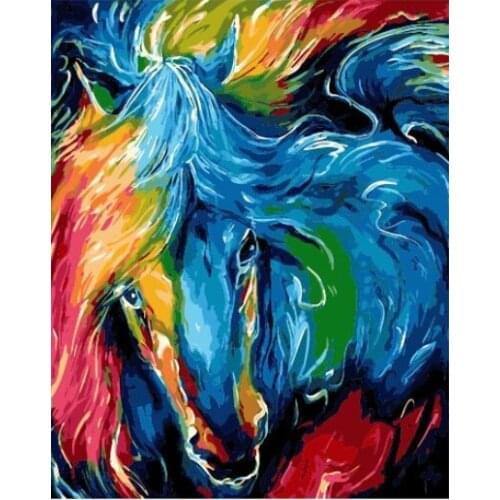 DRAWJOY Colorful Horse Animal Framed Picture Painting & Calligraphy DIY Painting By Numbers Coloring By Numbers