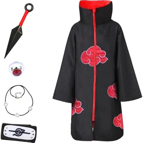 Anime Ninja Cosplay Costume Mingyue Cloak Uchiha Municipal Shuriken Forehead Band Accessories Set Cosplay XXS-XXL