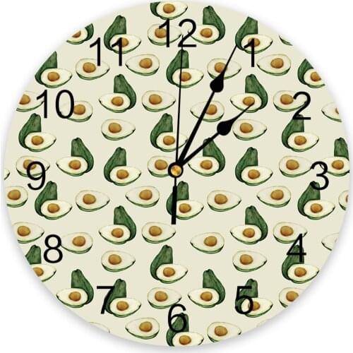 Plant Green Fruit Avocado Wall Clock For Modern Home Decoration Teen Room Living Room Needle Hanging Watch Table Clock
