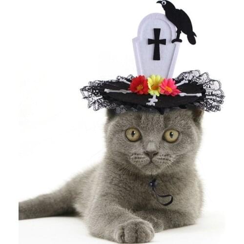 Pet Halloween Hats Tombstone Skull Spoof Hats Dog Cat Party Role-playing Props