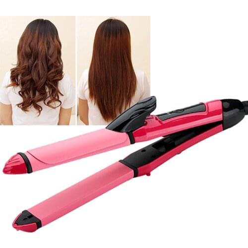Professional 2 in 1 Ceramic Hair Straightener Curler Flat Iron Hair Curling Irons Straight and Curl Hair Styling Tools
