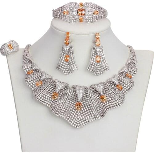 TIRIM Luxury Big Necklace Set for Women Wedding & Engagement Party Bridal Hyperbole Jewelry Nigeria Jewelri Cubic Zirconia Wed