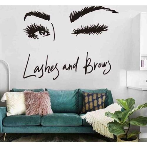 Beauty Salon Eye Lashes Live Love Wall Sticker Home Decoration Eyes Quotes Wallpaper Waterproof Wall Decoration Murals Decal 20