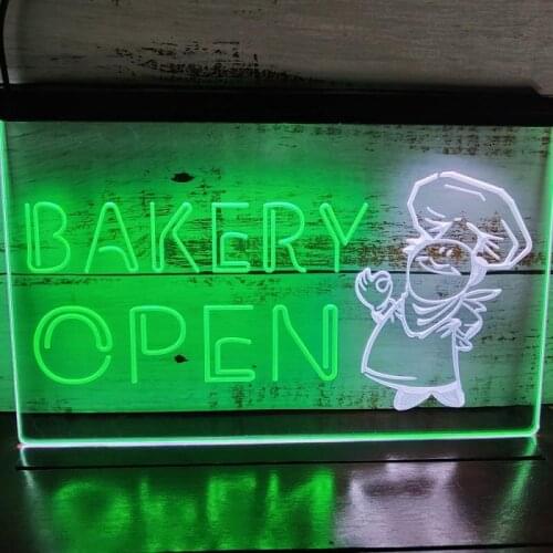 Ss024 OPEN Bakery Shop Bread Display Dual Color LED Neon Sign