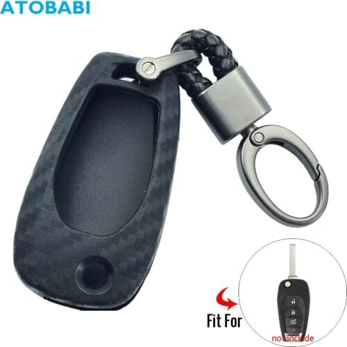 Carbon Silicone Car Key Case For Chevrolet Cruze Sonic Spark Trax 2019 Folding Remote Control Fob Cover Keychain Protector Bag