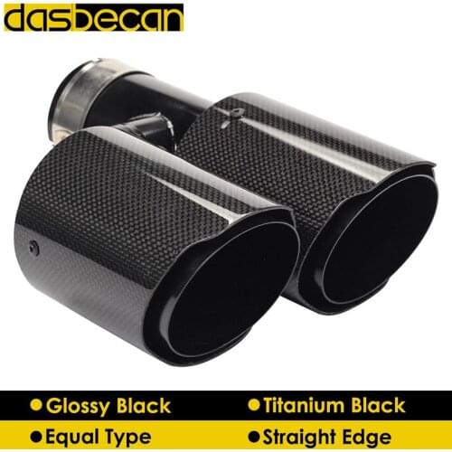 Desbecan Universal Carbon Fiber Tail Straight Side Left Titanium Black Exhaust Tips Rolling Edge Muffler H Model Stainless Steel