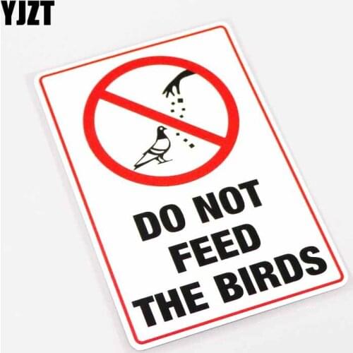 YJZT 9CM*13.7CM Funny Reflective Do Not Feed The Birds Decal PVC Car Sticker 13-0356
