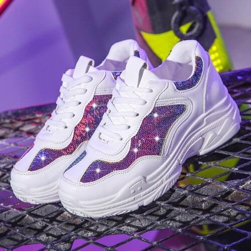 Womens High Platform Sneakers 2020 Fashion Women White Dad Shoes Ladies Casual Chunky Footwear Platform Sneakers Basket Shoes