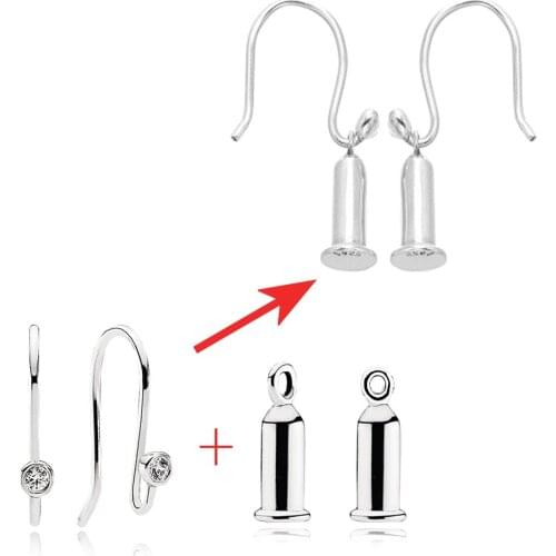 High Quality 925 Sterling Silver New Style 1: 1 Charm Back Earrings, Transparent Cz Barrel Pierced Earrings Female Fashion Suit