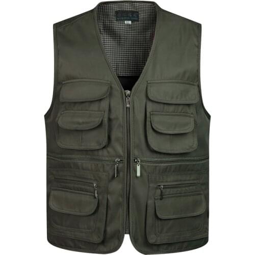 Men Multi-Pocket Classic Waistcoat Male Sleeveless Unloading Solid Coat Work Vest Photographer Tactical Masculino Jacket