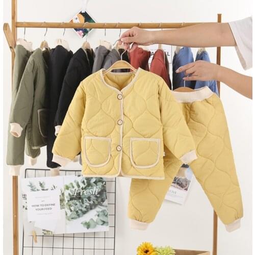 Winter Warm Childrens Clothing Sets Baby boy girl Down Cotton Coats snowsuit Kids Boys jackets pants Outfits For 1 2 4 6 7 8 Y