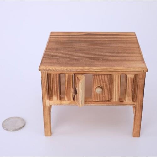 1:12 Dollhouse 2 Tier Table with Storage Shelf, Miniature Square Desk Fuiniture, Home Living Room Accessorie Model
