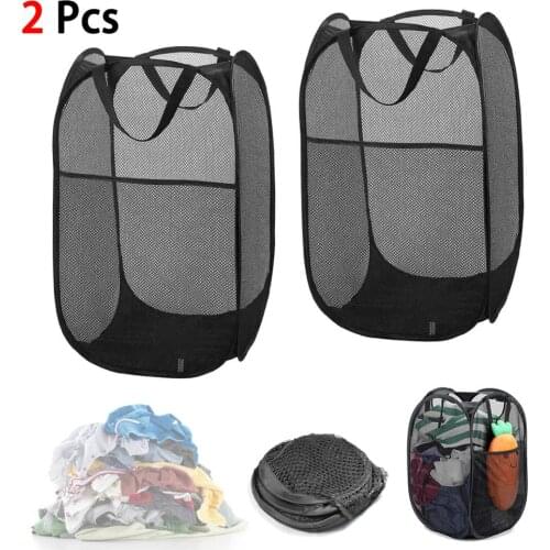 2pcs Foldable Mesh Laundry Basket Square Folding Laundry Basket Square Laundry Basket Classification Laundry Basket