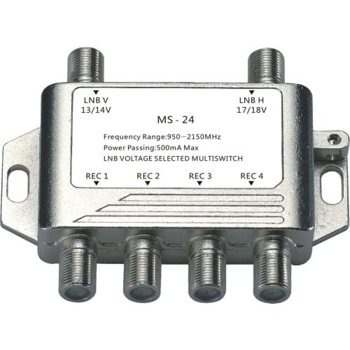 2X4 Multiswitch LNB Voltage Selected 2-In/4-Out Satellite Multiswitch Connecting 2 Satellite TV Signals Simultaneously
