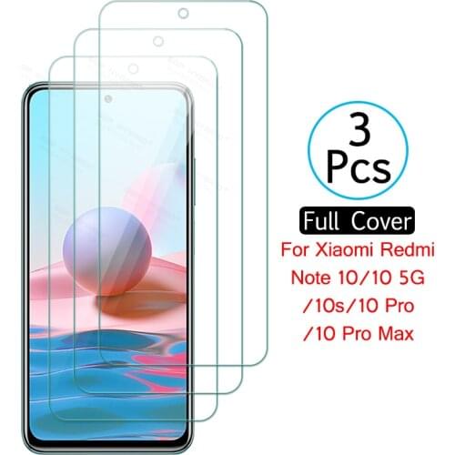 3 Sheets Screen Protector For Redmi Note 10 Light Tempered Glass on For Red mi Note 10 Pro Max 10s 5G 4G Transparent Sklo Cover