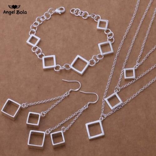 3pcs/set Tassel Wholesale High Quality 925 Sterling Silver Fashion Bracelet Jewelry Set Necklace Earring Drop Shipping