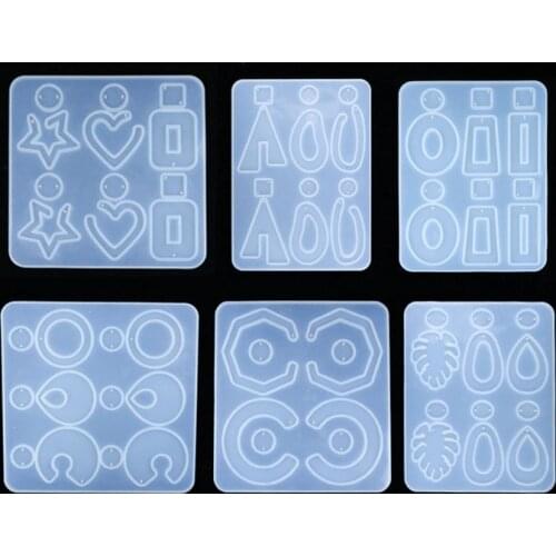 6 Pcs Crystal Epoxy Geometric Earrings Ear Pendant Silicone Mold For Jewelry Craft DIY Mold Epoxy Resin Molds Jewelry Making
