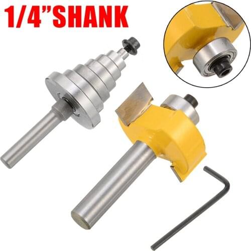 7Pcs 1/4" Shank Carbide Steel Rabbet Router Bit With Bearings Set Woodworking Milling Cutter Tenon Cutter For Woodworking