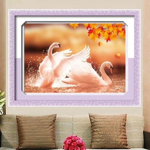 Needlework 5D DIY Diamond Painting Cross Stitch Diamond Embroidery Animals Autumn Lover Swans patterns rhinestone Mosaic Picture