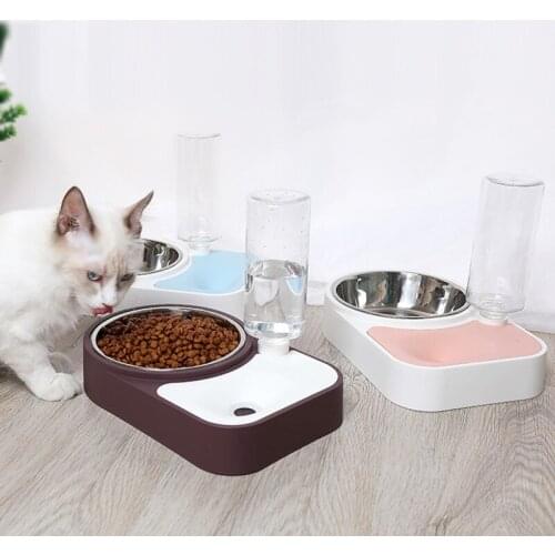 Dog and cat feeding bowls automatic water drinker, new products to avoid pet black chin cat feeder, dog double bowl food dispens