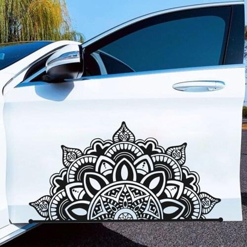 Mandala Car Sticker Half Flower Car Door Decoration Waterproof Black/silver/gold LC1195
