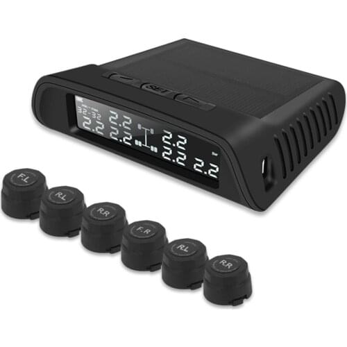 Auto Truck TPMS Car Wireless Tire Pressure Monitoring System With 6 External Sensors Replaceable Battery LCD Display