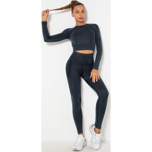 Seamless Sport Outfits For Women Workout Sets Sportswear Tight Leggings Long Sleeve Top Gym Suit For Women Fitness Sets