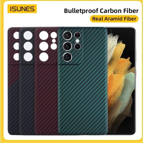 For Samsung Galaxy S21 Ultra Case Carbon Fiber Pure Aramid Ultra Thin Shockproof Ultra-Light Phone Bags&Cases S21+ Luxury Cover