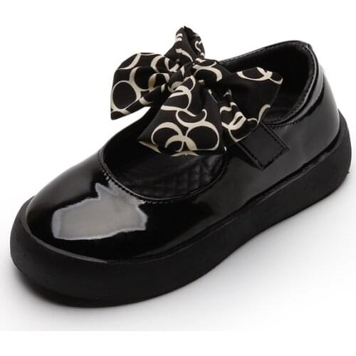 Childrens Leather Shoes 2021 Autumn New Girls Soft Sole Bow-knot Spot Princess Shoes Performance Casual Flats Hot Fashion Cute