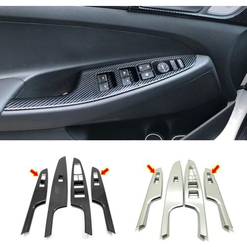 For Hyundai Tucson 2015-2020 ABS Matte/Carbon fiber Window Lift Switch Button Panel Switch Trim Accessories Interior Stickers