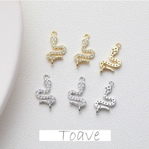 Electroplating real gold color-preserving double hanging snake-shaped inlaid zircon diy hand-made material accessories