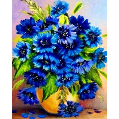 GATYZTORY Painting By Numbers Deep Blue Purple Flower Paint By Numbers Wall Art Picture Handpainted For Home Decors Gift