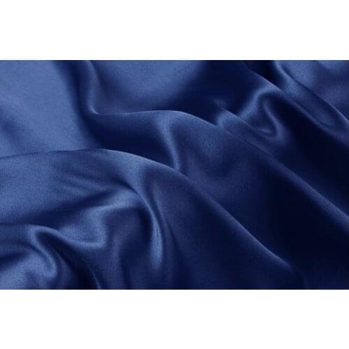 Howmay 100% pure silk fabric satin charmeuse 16.5m/m 114cm 45" dark blue solid color for bedding sheet pillowcase