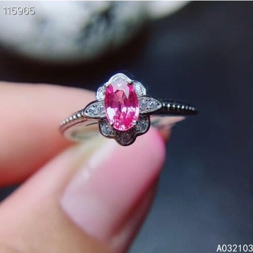 KJJEAXCMY fine jewelry 925 sterling silver inlaid natural pink sapphire new Womens fresh and elegant romantic gem ring support