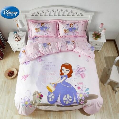 Disney Cartoon Princess Sophia Light Pink Pull-over Bedding Set Linen 4 Girls Bedroom Decoration 1.5m Bedding Home Furnishing