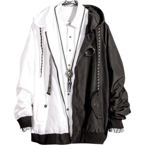 Mens Color Block Jacket Fashion Sports Jacket Mens Casual Street Hip Hop Suit 2020 New Hooded Jacket