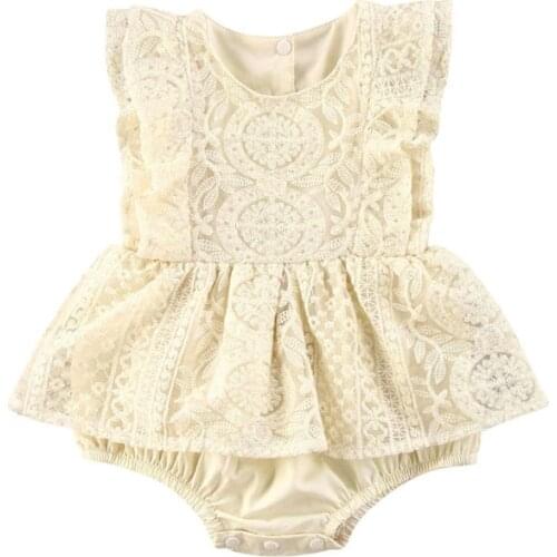 Summer Baby Girl Lace Bodysuit Sleeveless Solid Cute Jumpsuit Girl Clothing 0-24M