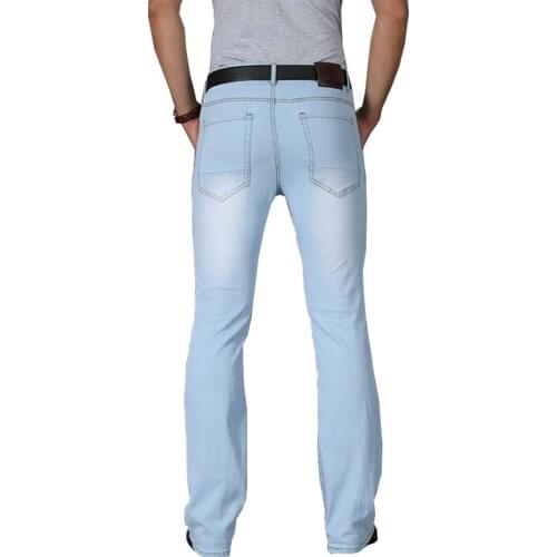 Summer Thin Micro Flared Denim Trousers Mens Big Flared Jeans Boot Cut Leg High Waist Denim Jeans Slim-Fit Flared Pants