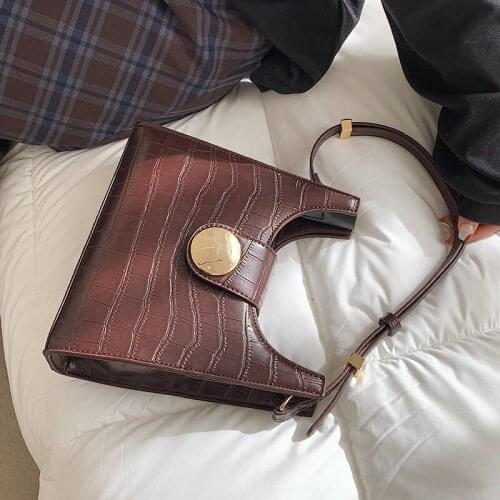 Stone Pattern Small PU Leather Crossbody Bags For Women 2021 Trend Handbag Womens Branded Trending Shoulder Purses