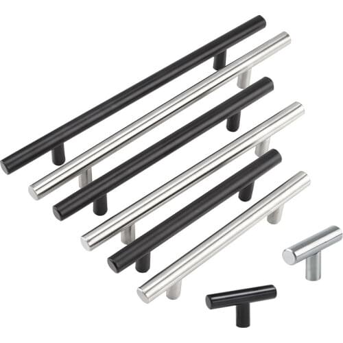 4" ~ 24'' Stainless Steel Handles Diameter 12mm Kitchen Door Cabinet T Bar Straight Handle Pull Knobs Furniture Hardware