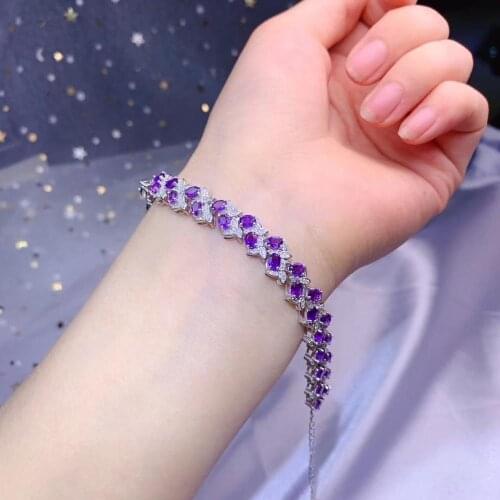 New Arrival 100% Natural and Real Amethys Bracelet 925 Sterling Silver Amethys Bracelet