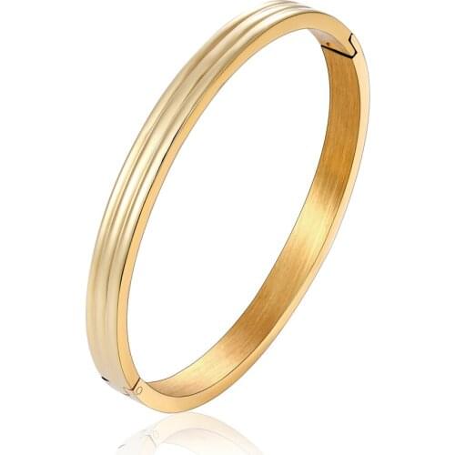 New Top Quality Women Bangle Titanium steel Rose Gold Color Unique Three Sides Round Bangle & Bracelet Jewelry Wedding Brand